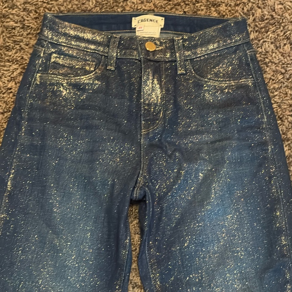 L’AGENCE El Matador Fremont women’s  Glitter Coated skinny Jeans 23 NWOT - Picture 2 of 8